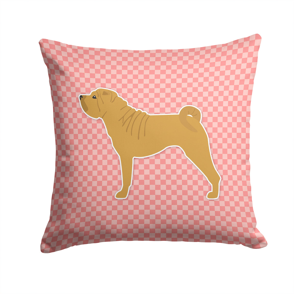 Shar Pei Merry Checkerboard Pink Fabric Decorative Pillow BB3652PW1414 - the-store.com