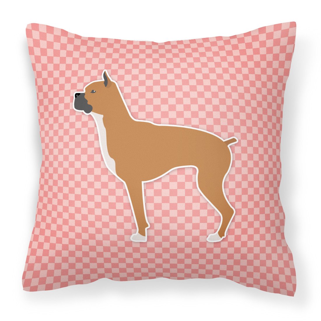 Boxer Checkerboard Pink Fabric Decorative Pillow BB3653PW1818 by Caroline&#39;s Treasures
