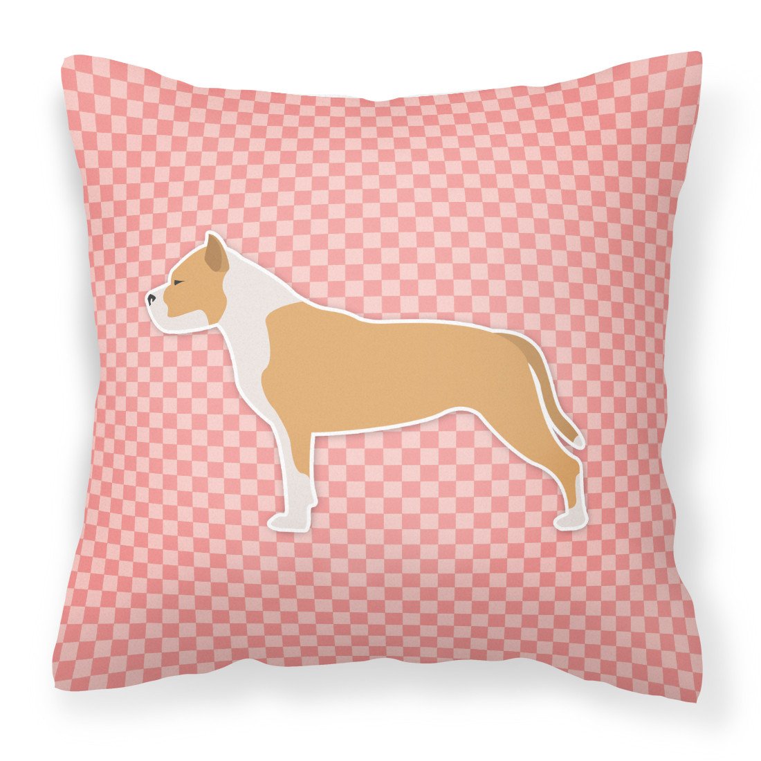Staffordshire Bull Terrier Checkerboard Pink Fabric Decorative Pillow BB3654PW1818 by Caroline&#39;s Treasures