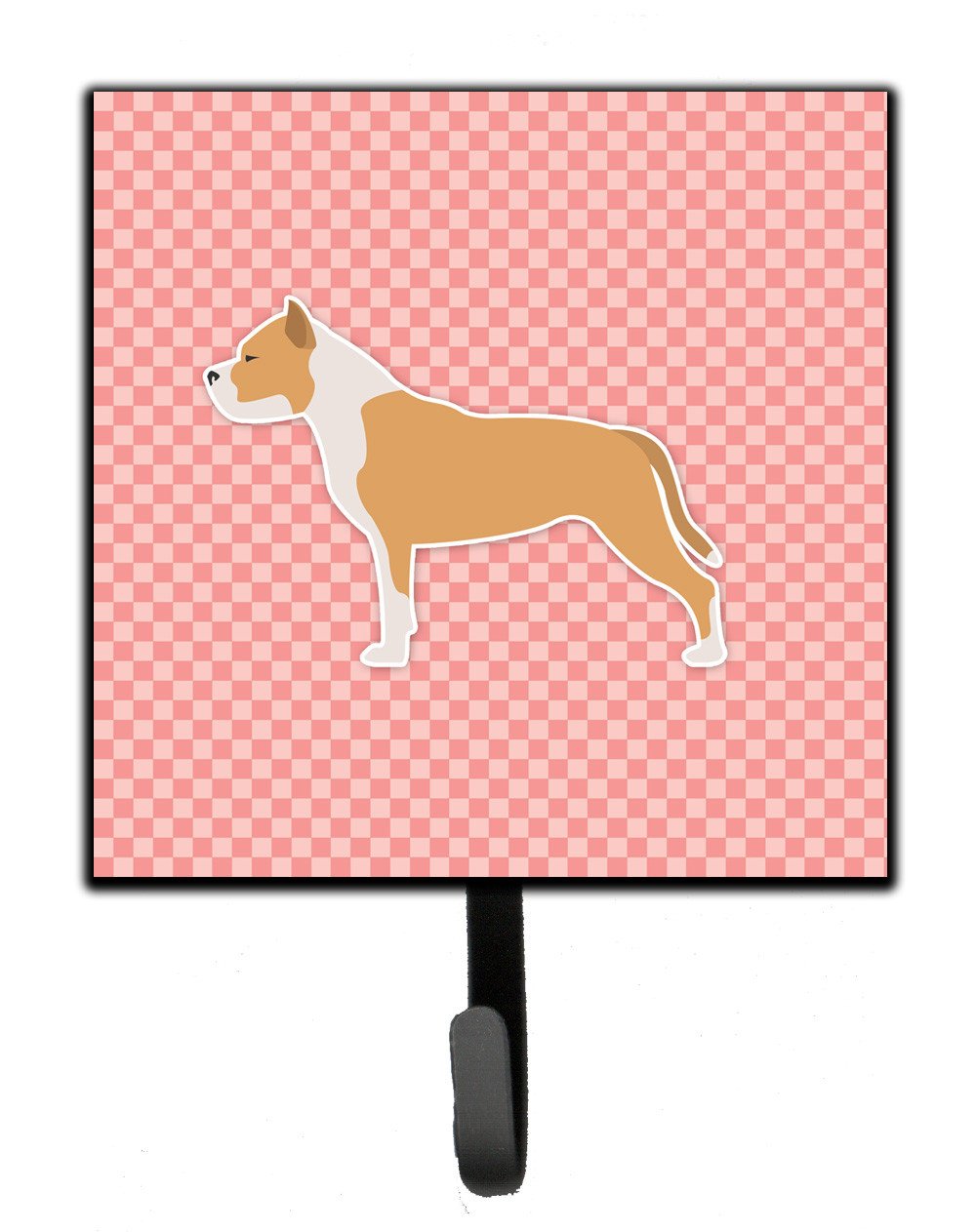 Staffordshire Bull Terrier Checkerboard Pink Leash or Key Holder BB3654SH4 by Caroline&#39;s Treasures