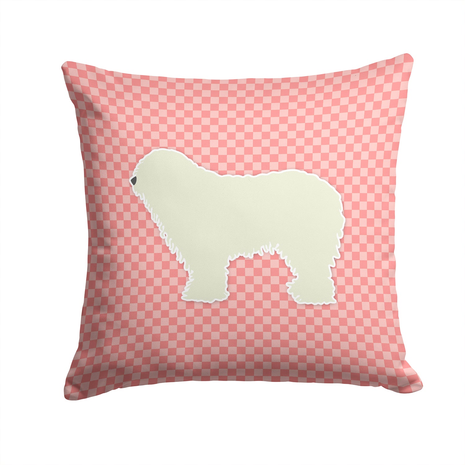 Komondor Checkerboard Pink Fabric Decorative Pillow BB3655PW1414 - the-store.com