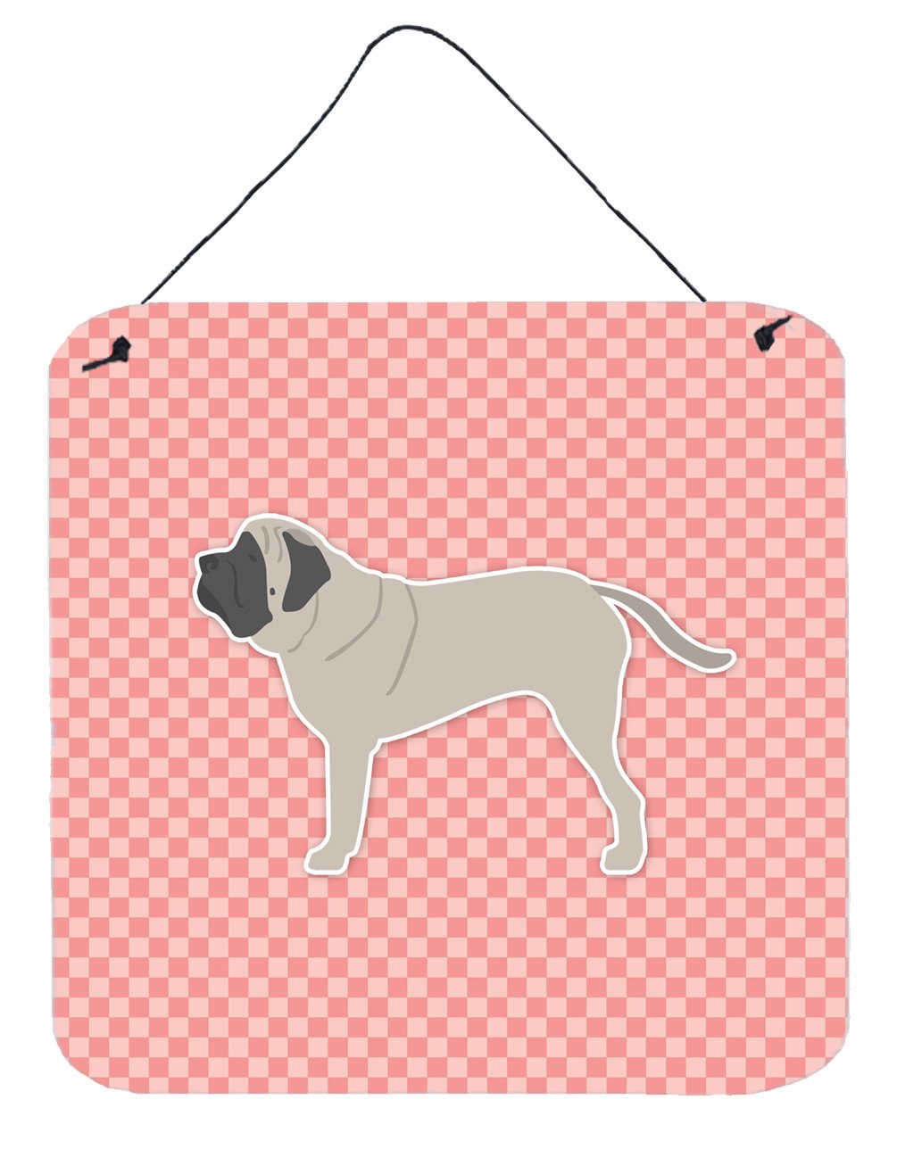 English Mastiff Checkerboard Pink Wall or Door Hanging Prints BB3656DS66 by Caroline&#39;s Treasures