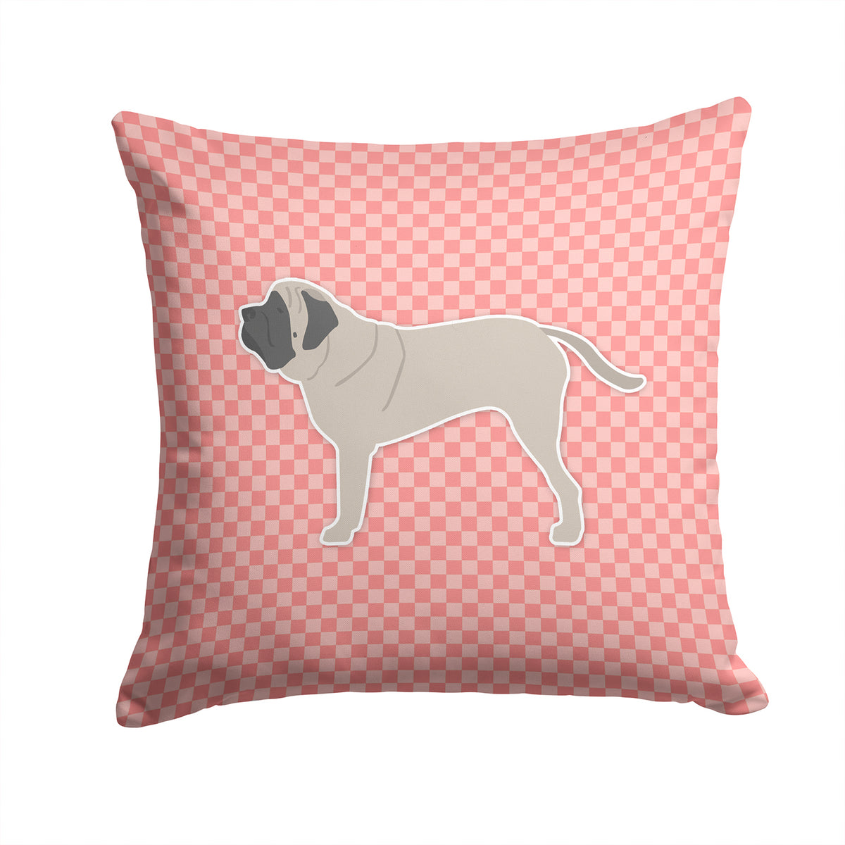 English Mastiff Checkerboard Pink Fabric Decorative Pillow BB3656PW1414 - the-store.com
