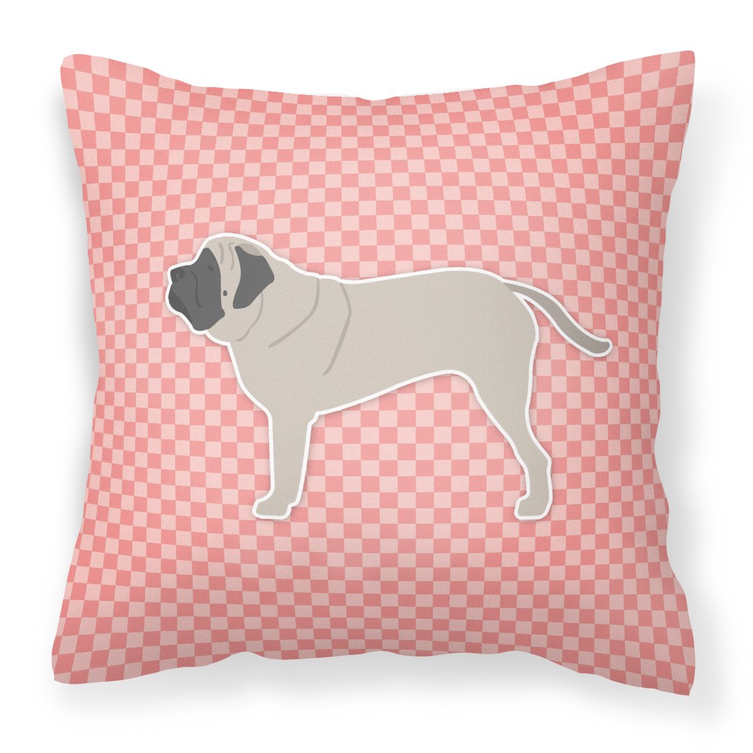 English Mastiff Checkerboard Pink Fabric Decorative Pillow BB3656PW1818 by Caroline&#39;s Treasures
