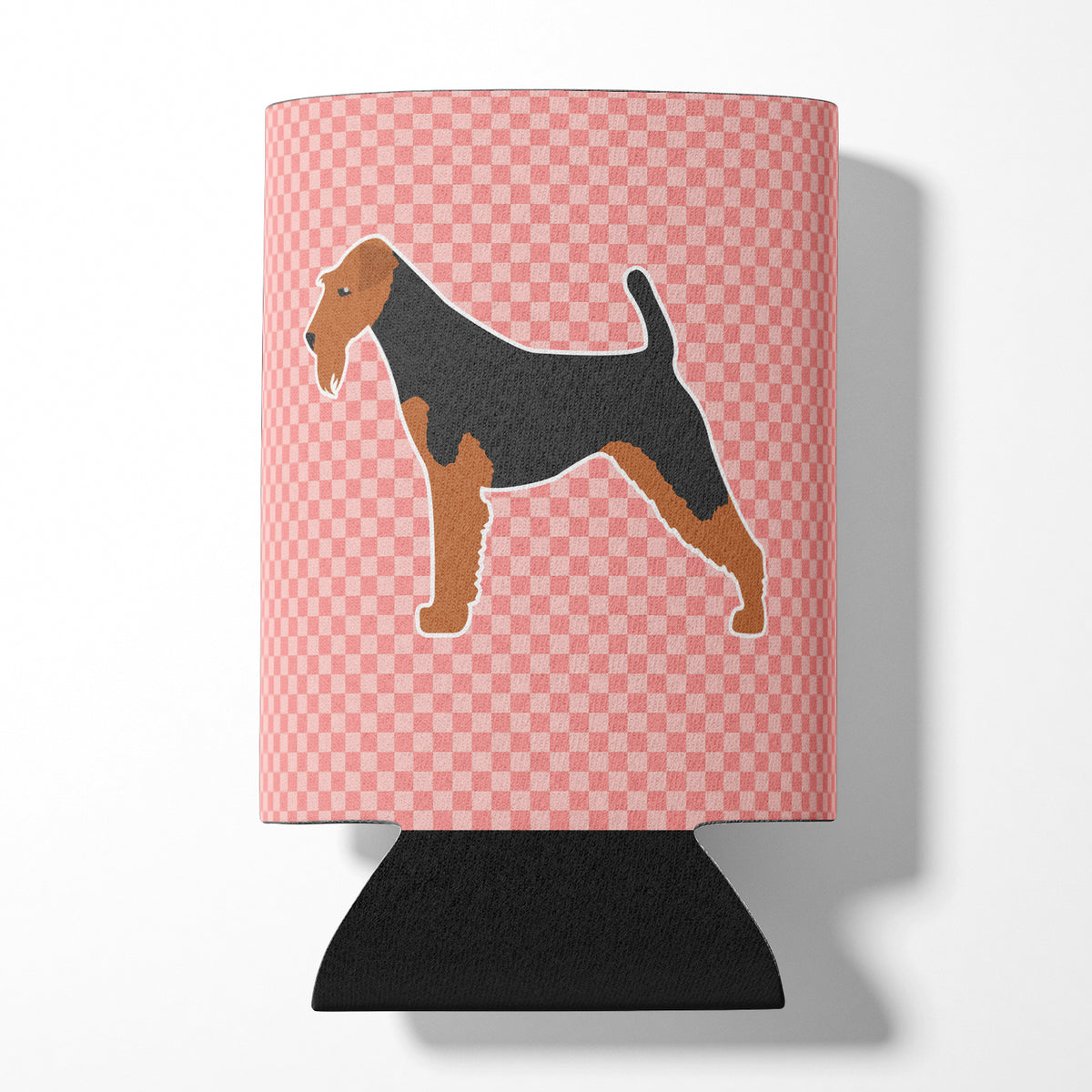 Airedale Terrier Checkerboard Pink Can or Bottle Hugger BB3657CC  the-store.com.
