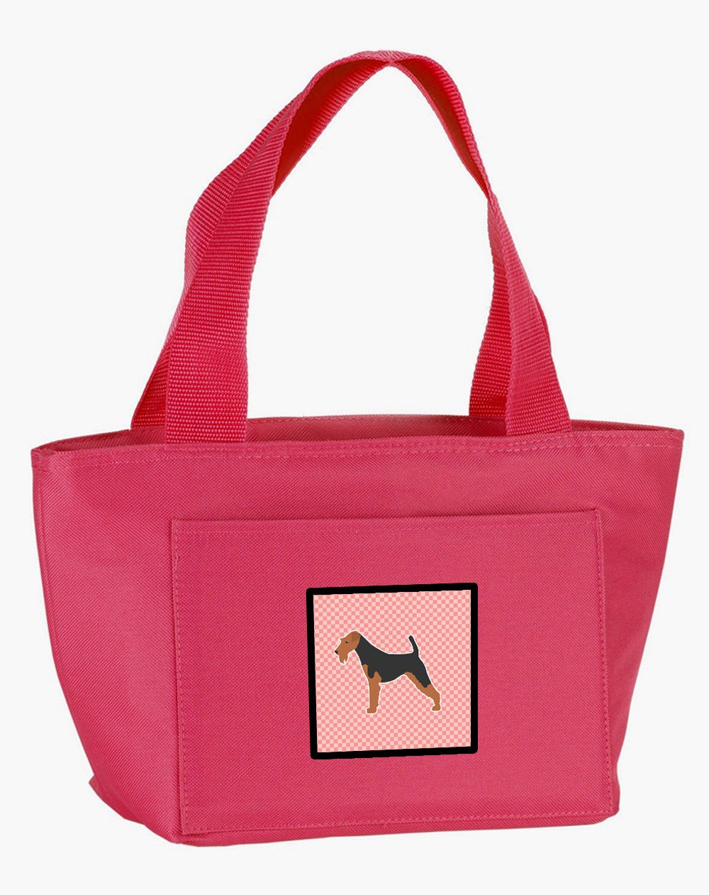 Airedale Terrier Checkerboard Pink Lunch Bag BB3657PK-8808 by Caroline&#39;s Treasures