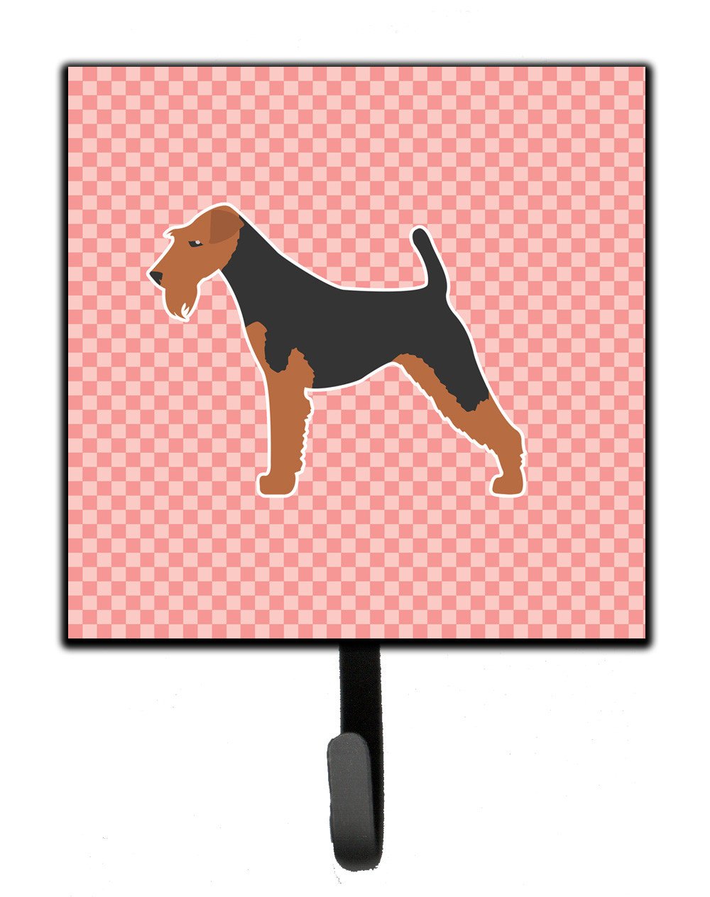 Airedale Terrier Checkerboard Pink Leash or Key Holder BB3657SH4 by Caroline&#39;s Treasures