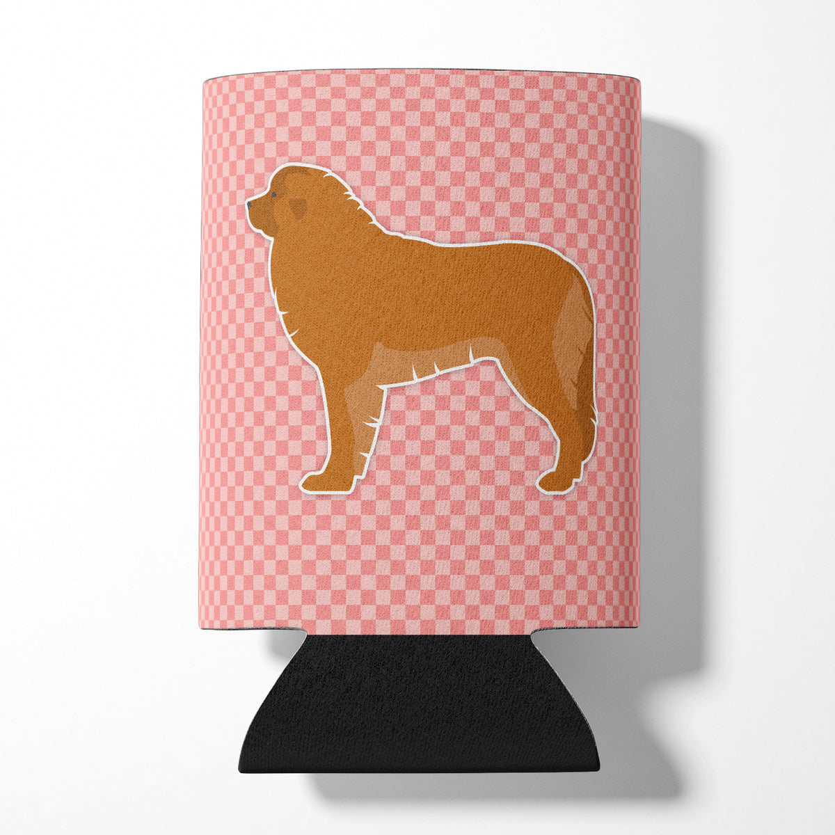 Leonberger Checkerboard Pink Can or Bottle Hugger BB3658CC