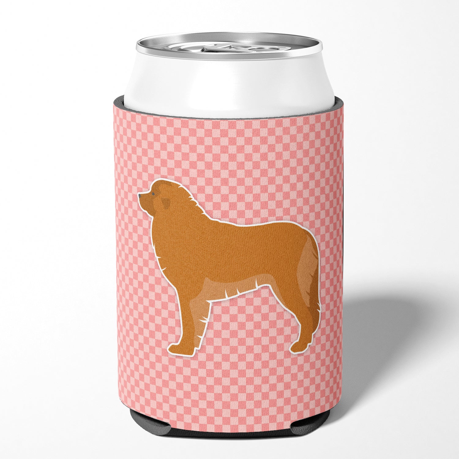 Leonberger Checkerboard Pink Can or Bottle Hugger BB3658CC  the-store.com.