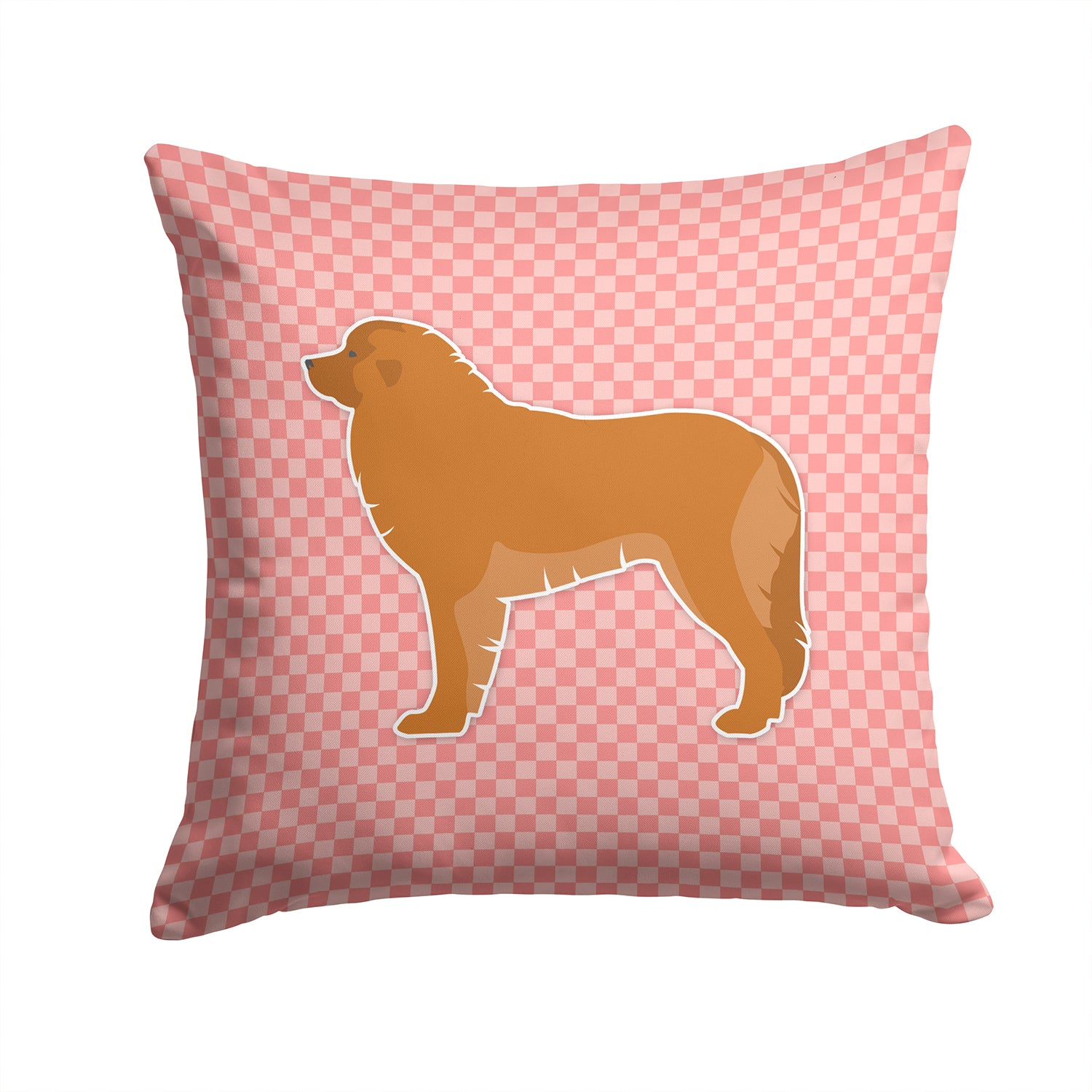 Leonberger Checkerboard Pink Fabric Decorative Pillow BB3658PW1414 - the-store.com