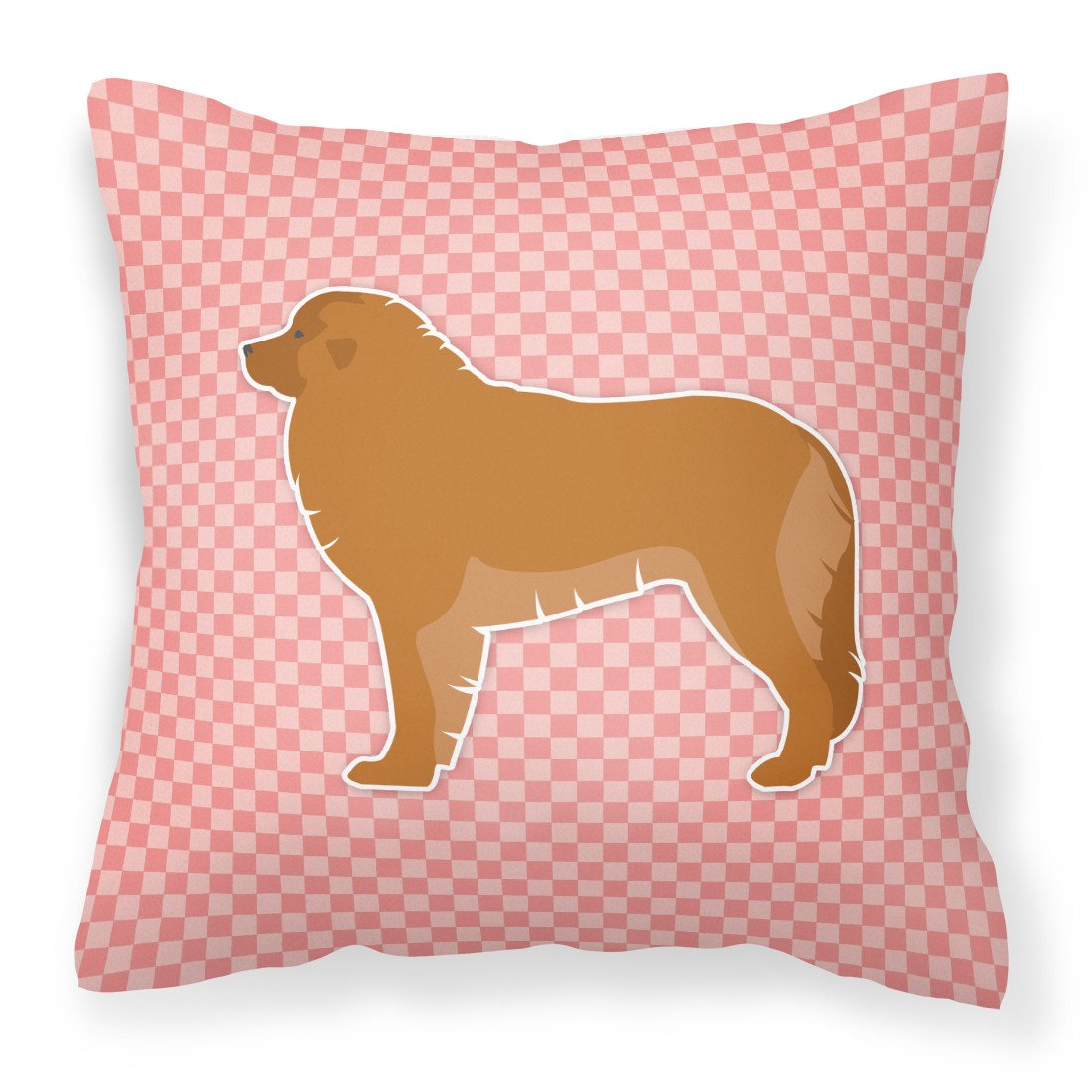 Leonberger Checkerboard Pink Fabric Decorative Pillow BB3658PW1818 by Caroline's Treasures