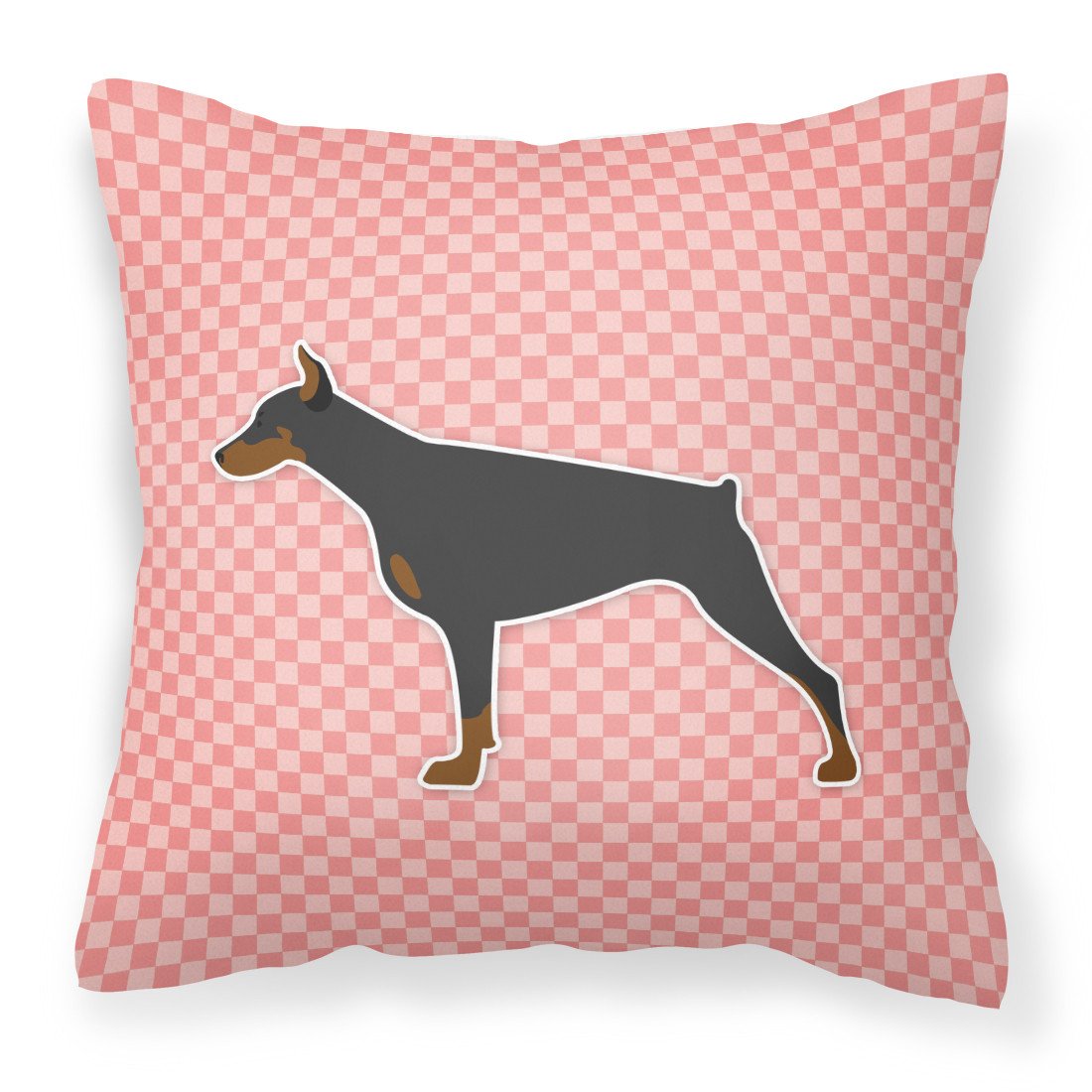 Doberman Pinscher Checkerboard Pink Fabric Decorative Pillow BB3660PW1818 by Caroline&#39;s Treasures