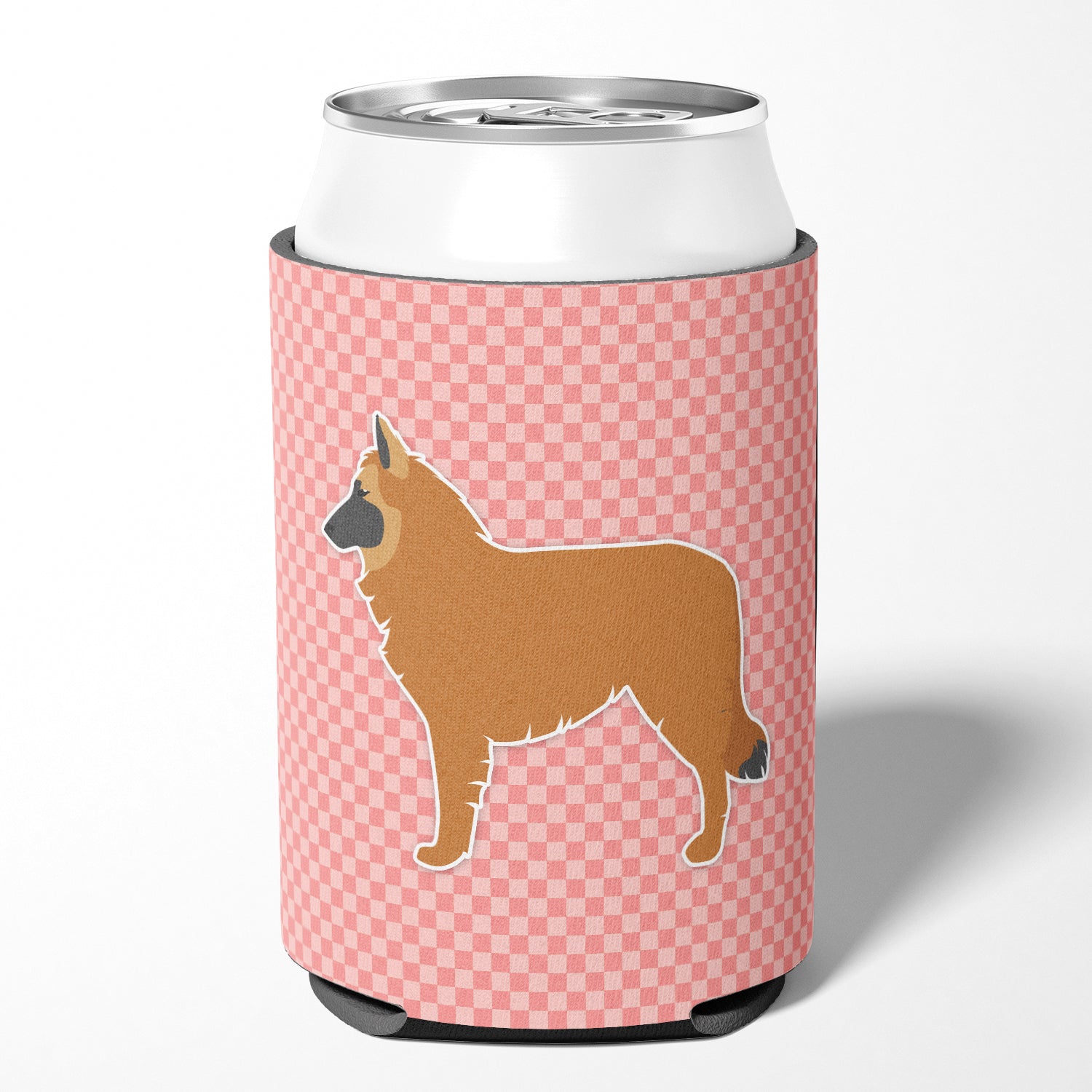 Belgian Shepherd Checkerboard Pink Can or Bottle Hugger BB3661CC