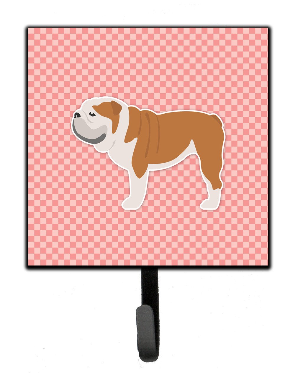 English Bulldog Checkerboard Pink Leash or Key Holder BB3662SH4 by Caroline&#39;s Treasures