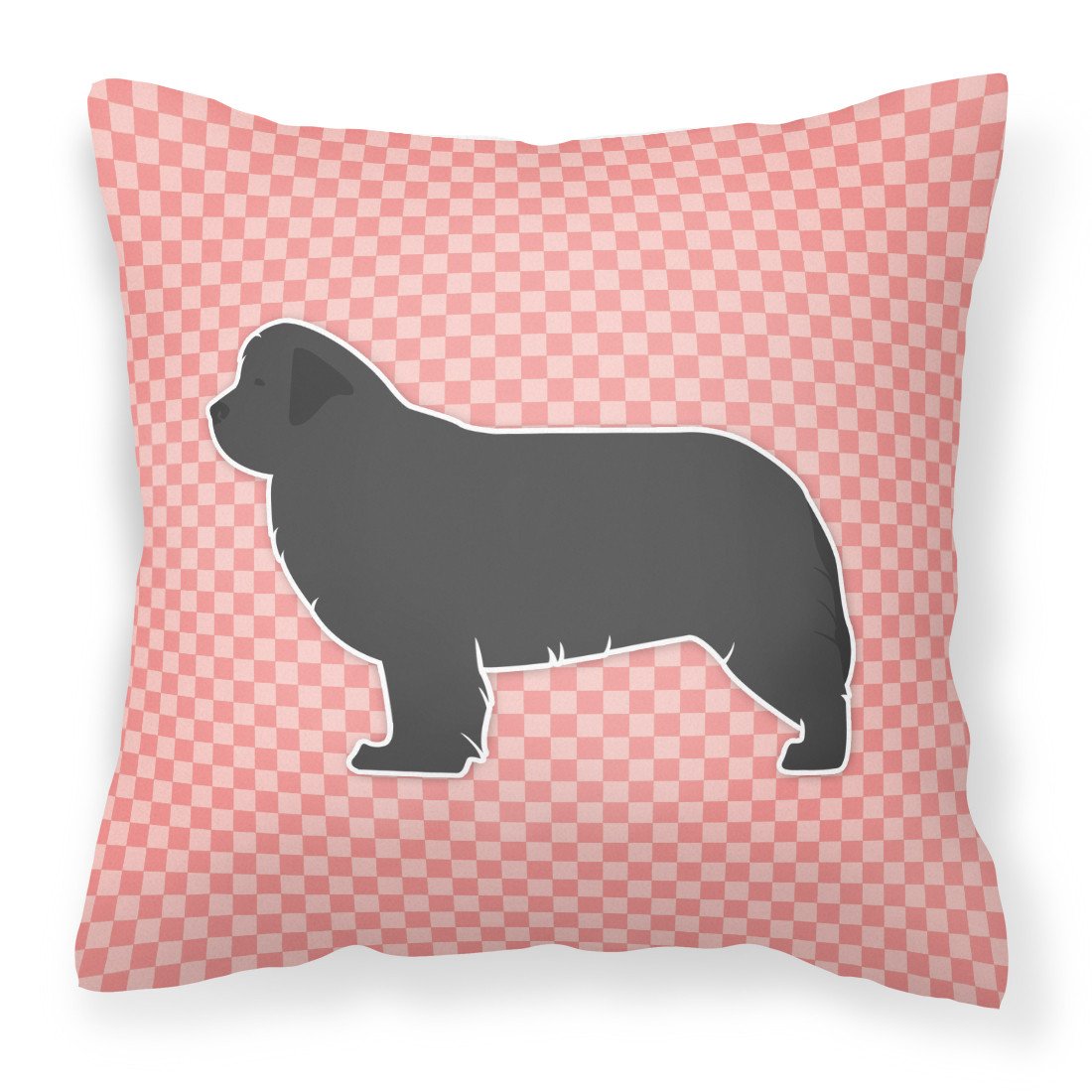 Newfoundland Checkerboard Pink Fabric Decorative Pillow BB3664PW1818 by Caroline&#39;s Treasures