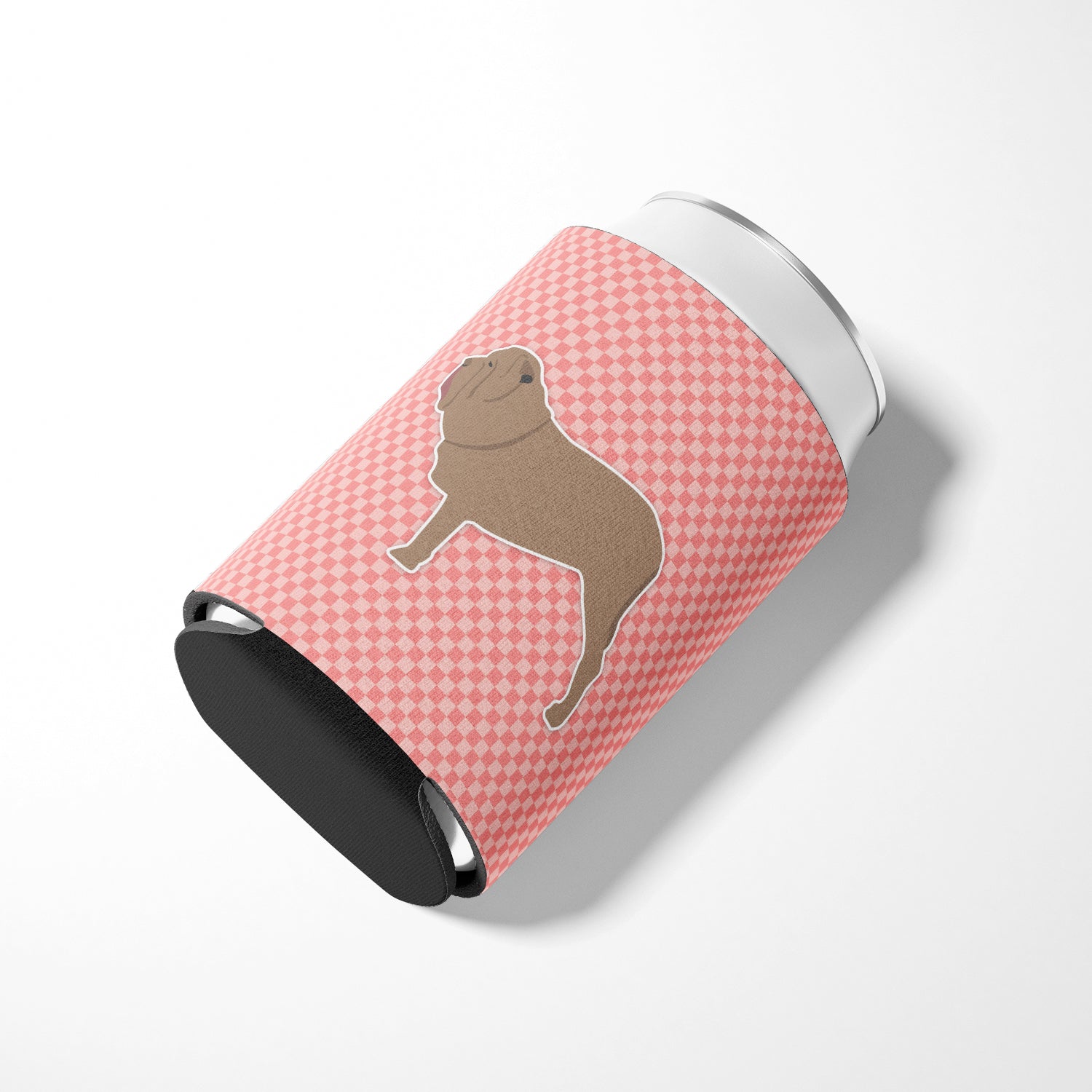 Neapolitan Mastiff Checkerboard Pink Can or Bottle Hugger BB3665CC