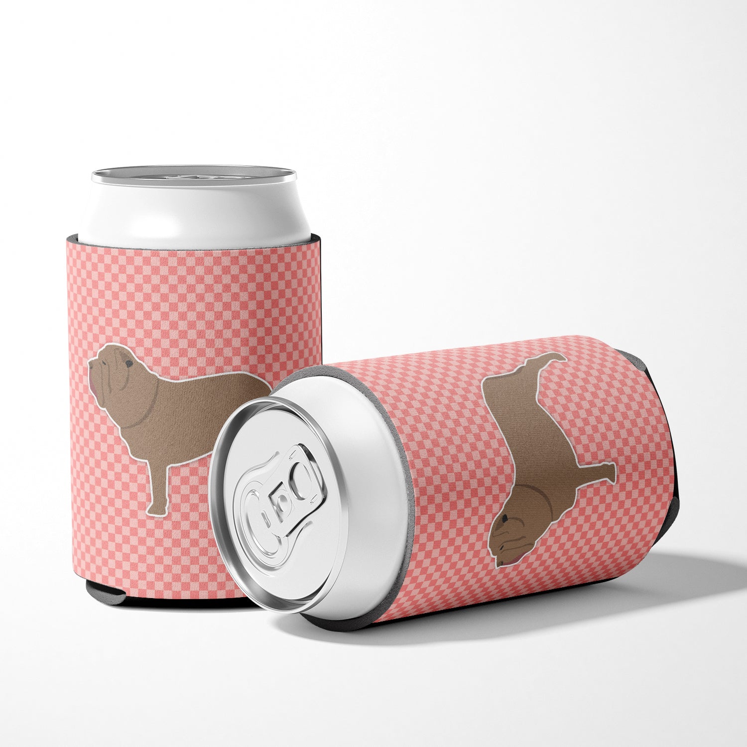 Neapolitan Mastiff Checkerboard Pink Can or Bottle Hugger BB3665CC