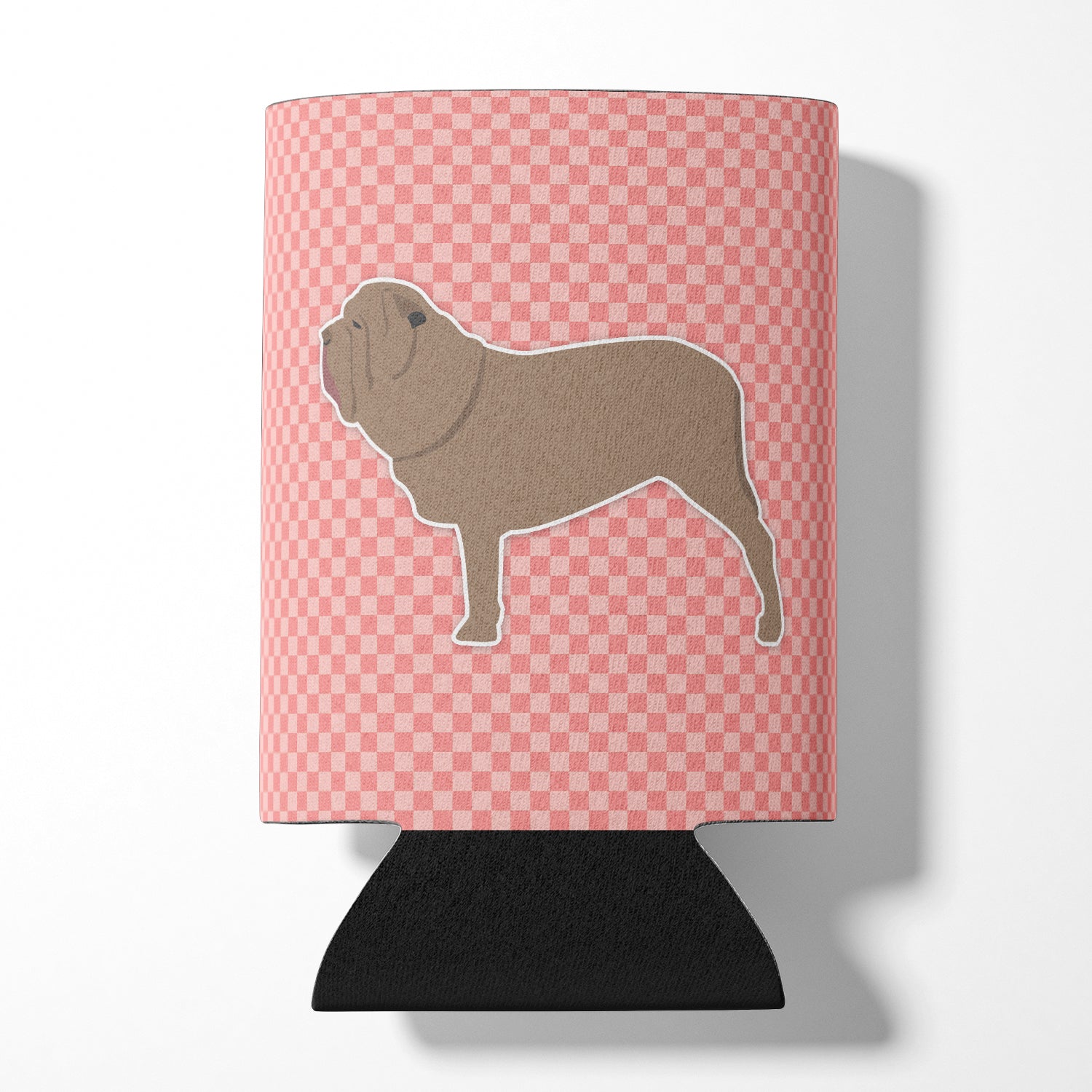 Neapolitan Mastiff Checkerboard Pink Can or Bottle Hugger BB3665CC  the-store.com.