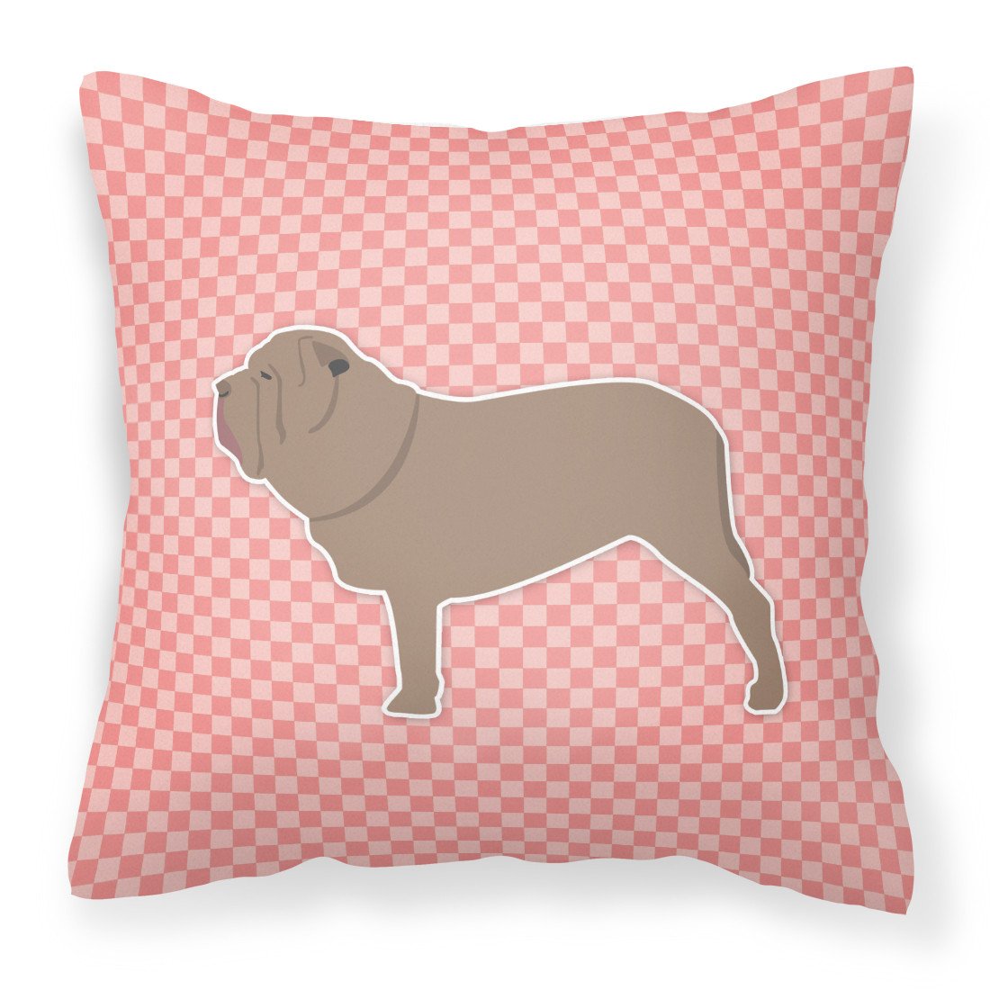 Neapolitan Mastiff Checkerboard Pink Fabric Decorative Pillow BB3665PW1818 by Caroline&#39;s Treasures