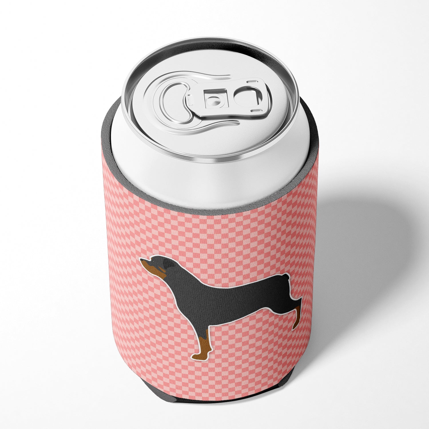 Rottweiler Checkerboard Pink Can or Bottle Hugger BB3666CC  the-store.com.