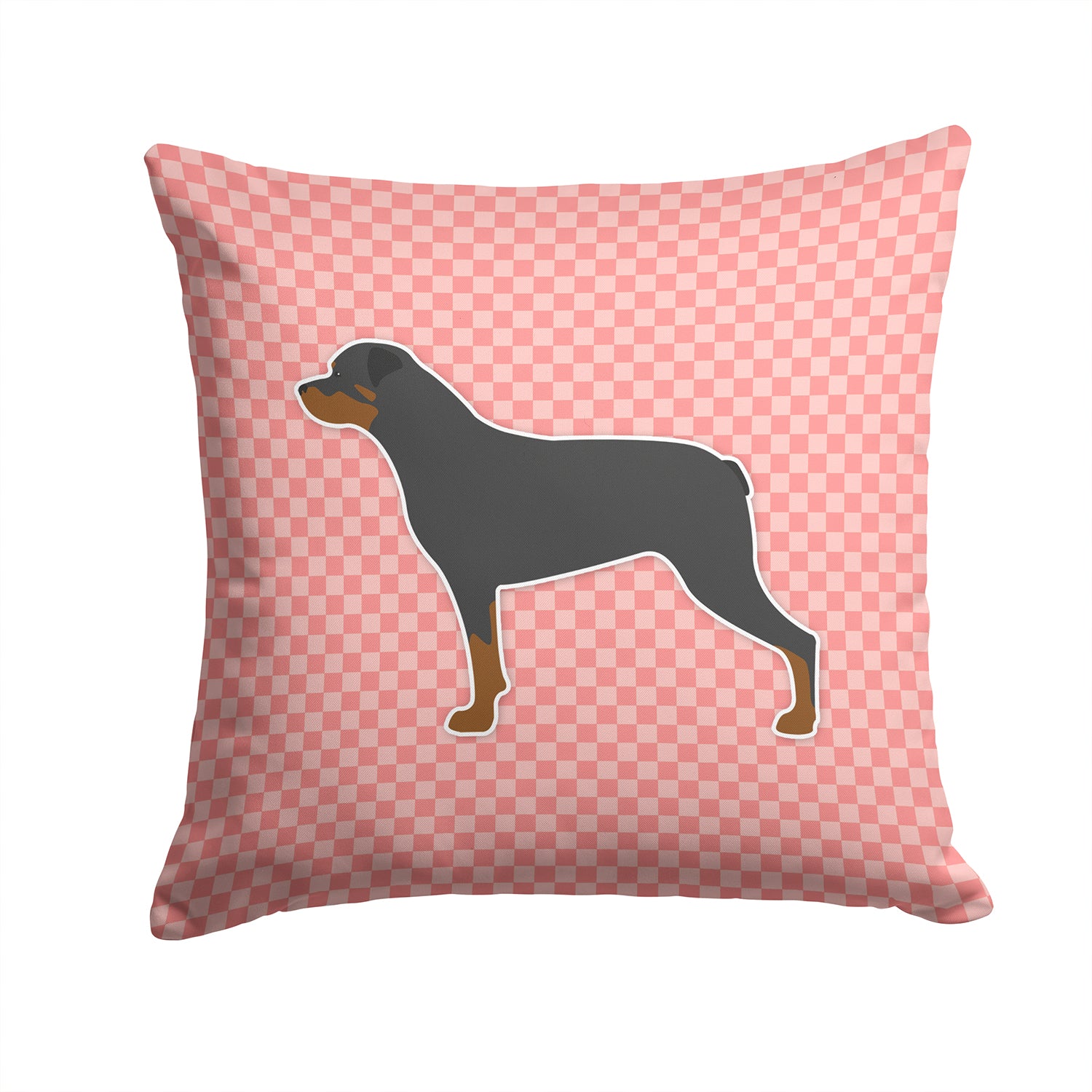 Rottweiler Checkerboard Pink Fabric Decorative Pillow BB3666PW1414 - the-store.com