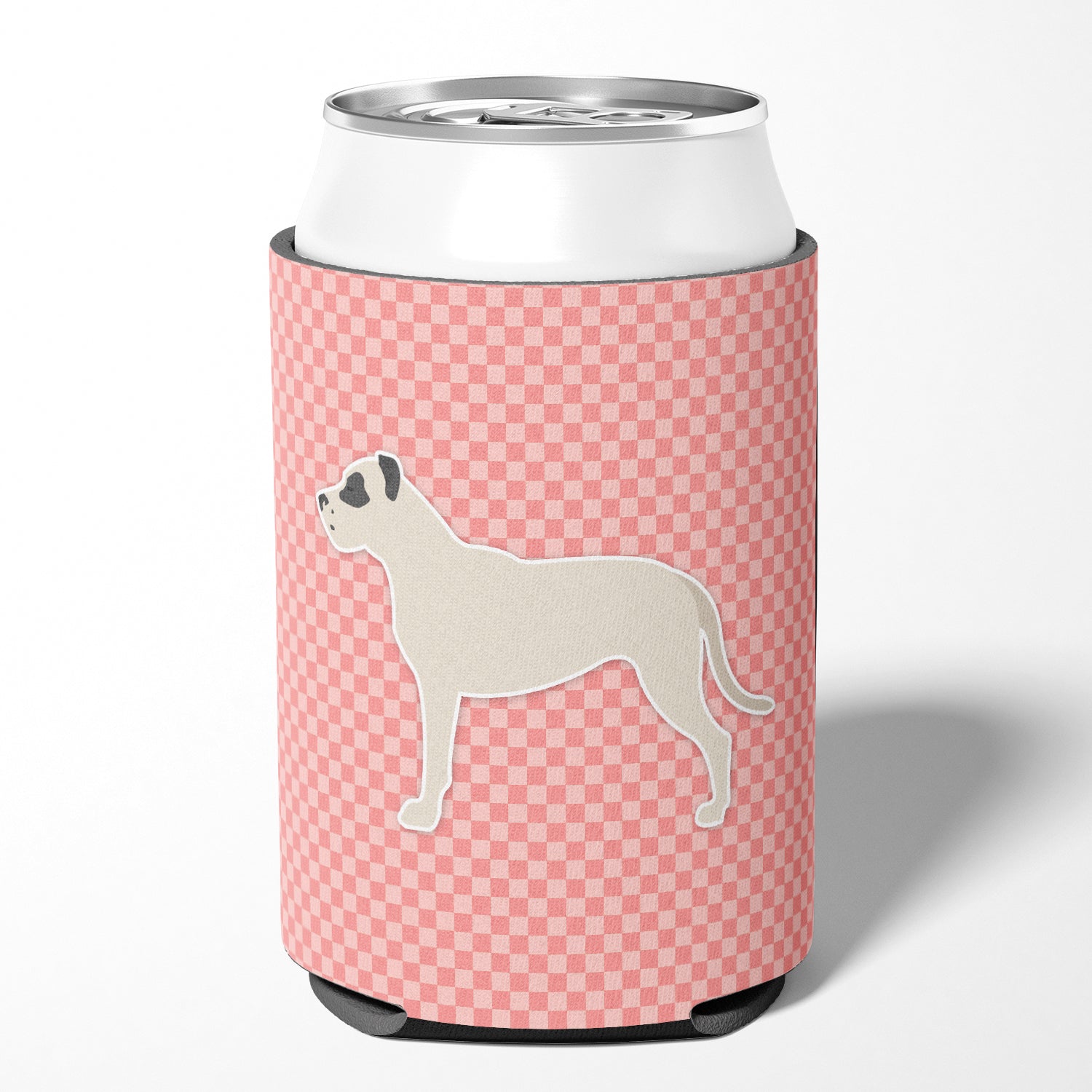 Dogo Argentino Checkerboard Pink Can or Bottle Hugger BB3667CC