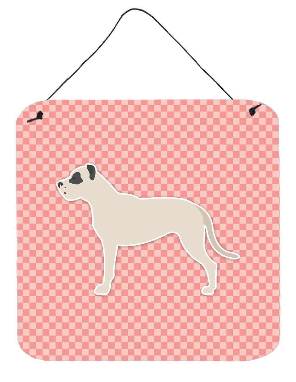 Dogo Argentino Checkerboard Pink Wall or Door Hanging Prints BB3667DS66 by Caroline&#39;s Treasures