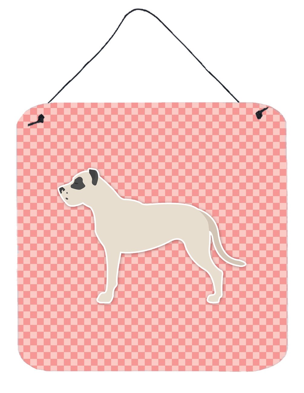 Dogo Argentino Checkerboard Pink Wall or Door Hanging Prints BB3667DS66 by Caroline's Treasures