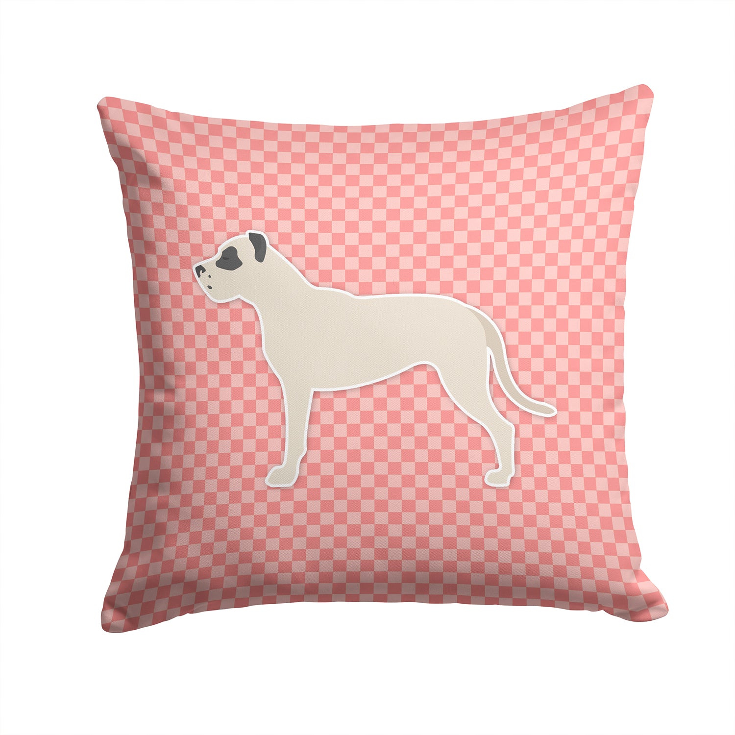 Dogo Argentino Checkerboard Pink Fabric Decorative Pillow BB3667PW1414 - the-store.com