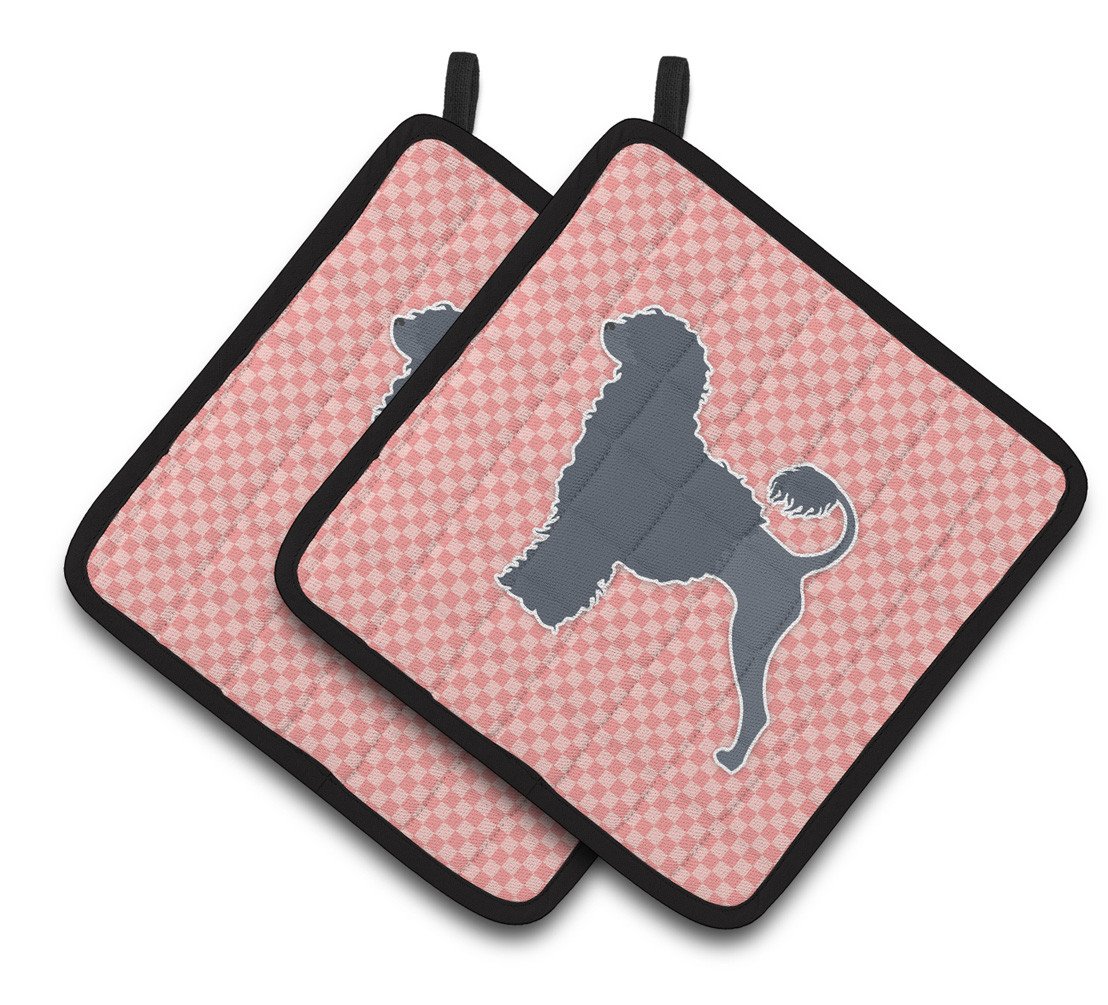 Portuguese Water Dog Checkerboard Pink Pair of Pot Holders BB3668PTHD by Caroline's Treasures