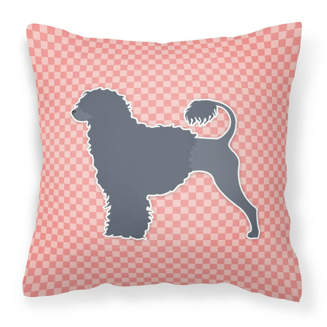 Portuguese Water Dog Checkerboard Pink Fabric Decorative Pillow BB3668PW1818 by Caroline&#39;s Treasures