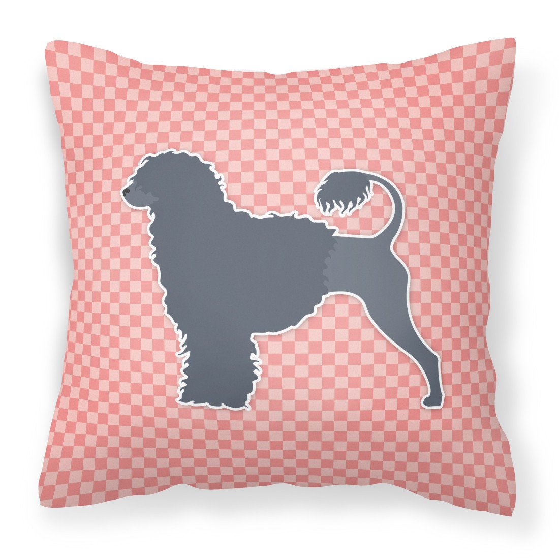 Portuguese Water Dog Checkerboard Pink Fabric Decorative Pillow BB3668PW1818 by Caroline's Treasures
