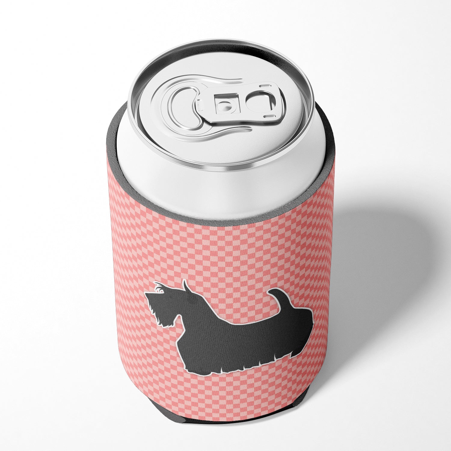 Scottish Terrier Checkerboard Pink Can or Bottle Hugger BB3669CC