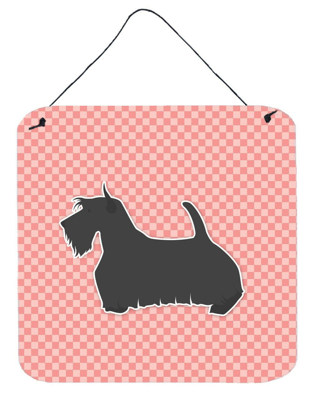 Scottish Terrier Checkerboard Pink Wall or Door Hanging Prints BB3669DS66 by Caroline&#39;s Treasures