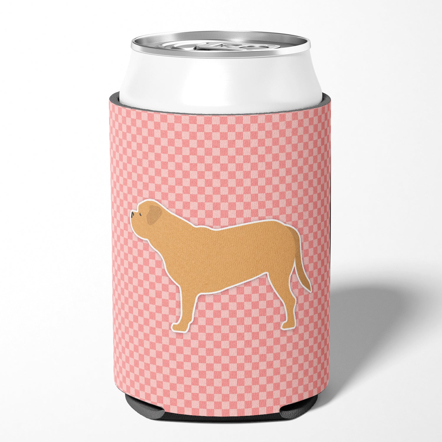 Dogue de Bordeaux Checkerboard Pink Can or Bottle Hugger BB3670CC