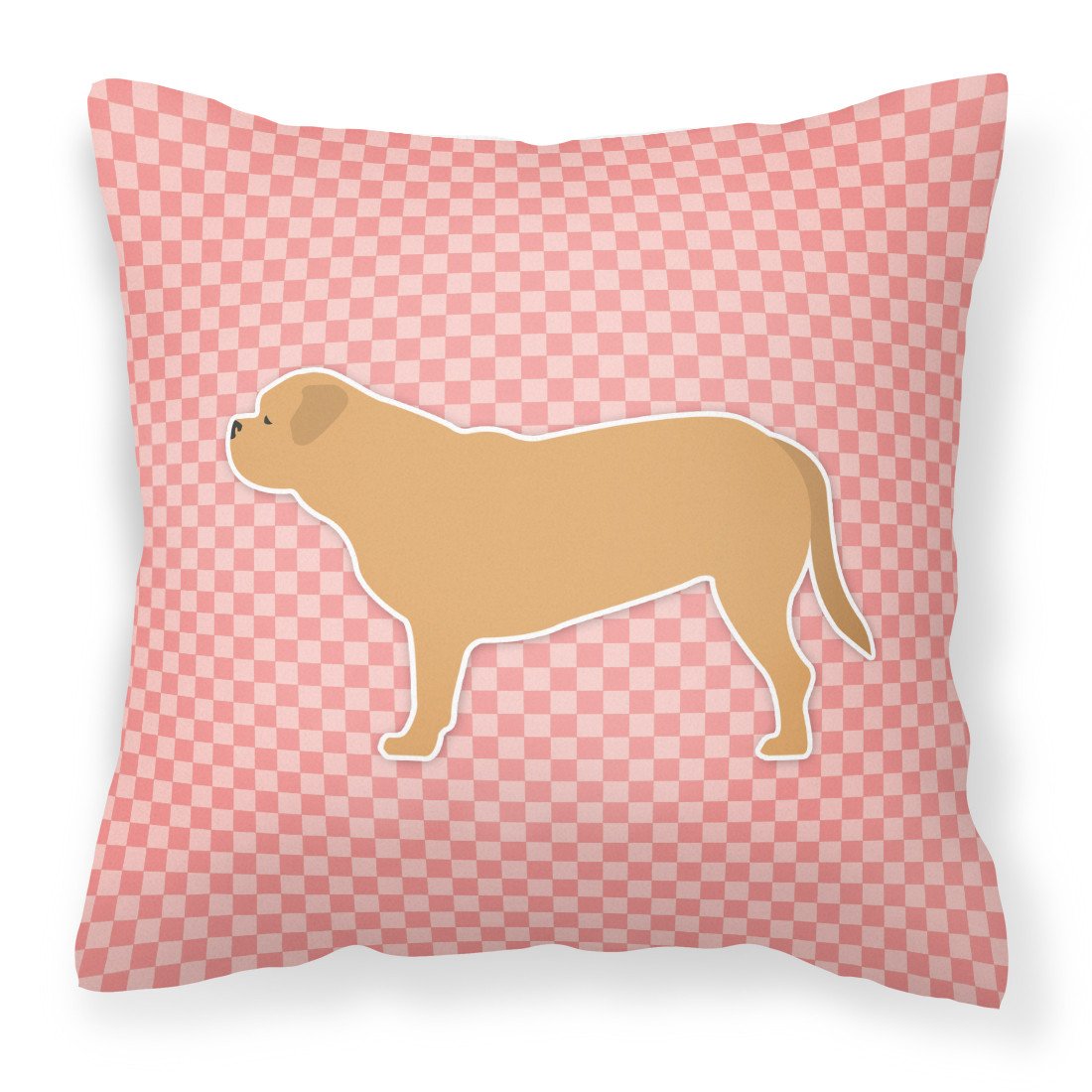 Dogue de Bordeaux Checkerboard Pink Fabric Decorative Pillow BB3670PW1818 by Caroline's Treasures