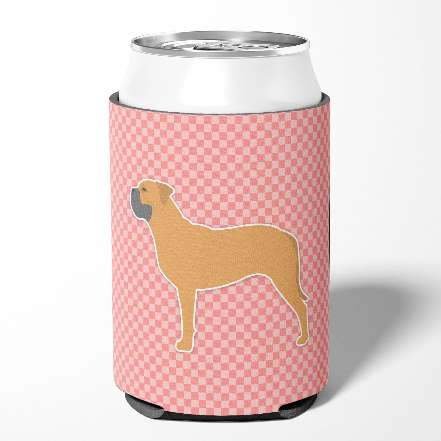 Bullmastiff Checkerboard Pink Can or Bottle Hugger BB3671CC