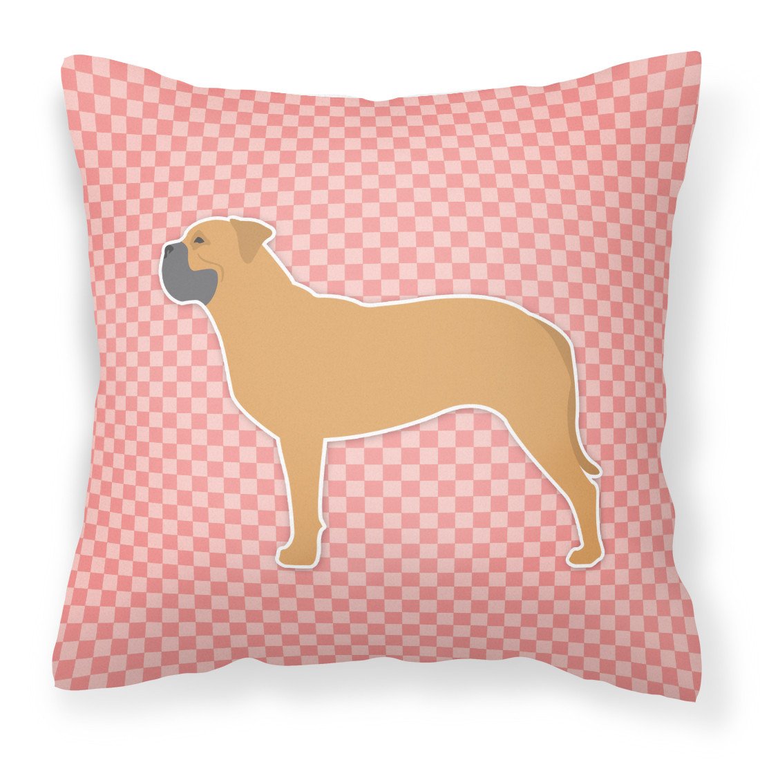 Bullmastiff Checkerboard Pink Fabric Decorative Pillow BB3671PW1818 by Caroline&#39;s Treasures