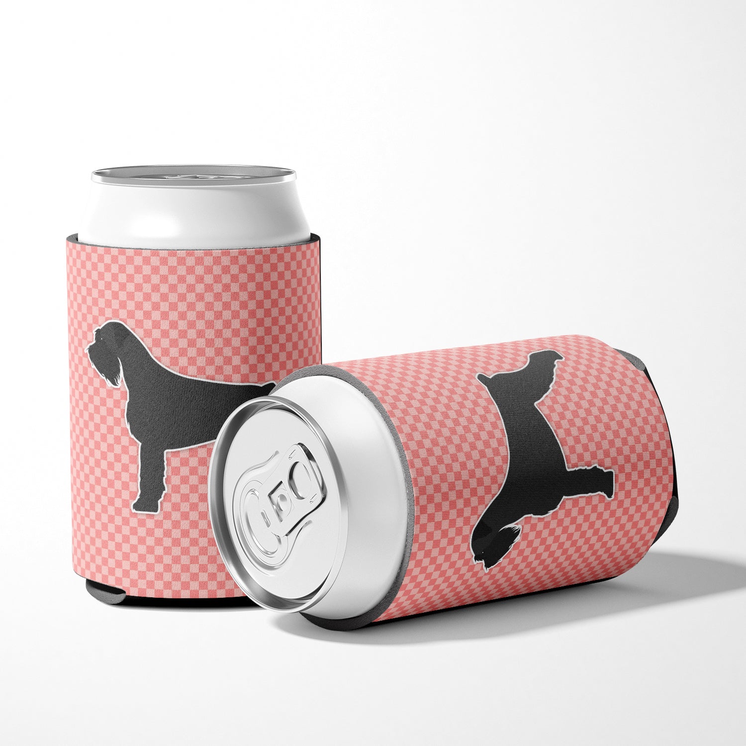 Giant Schnauzer Checkerboard Pink Can or Bottle Hugger BB3673CC  the-store.com.