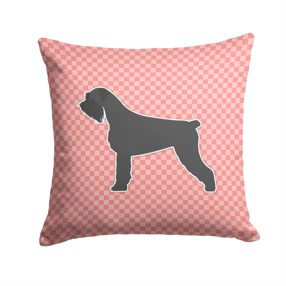 Giant Schnauzer Checkerboard Pink Fabric Decorative Pillow BB3673PW1414 - the-store.com