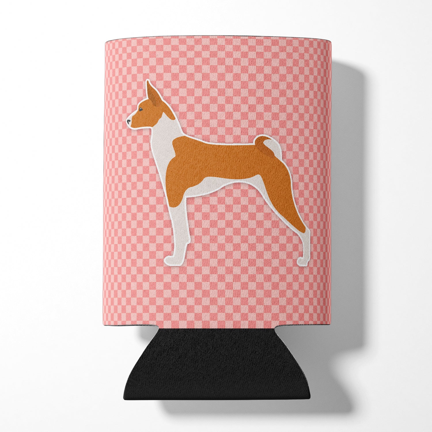 Basenji Checkerboard Pink Can or Bottle Hugger BB3674CC  the-store.com.