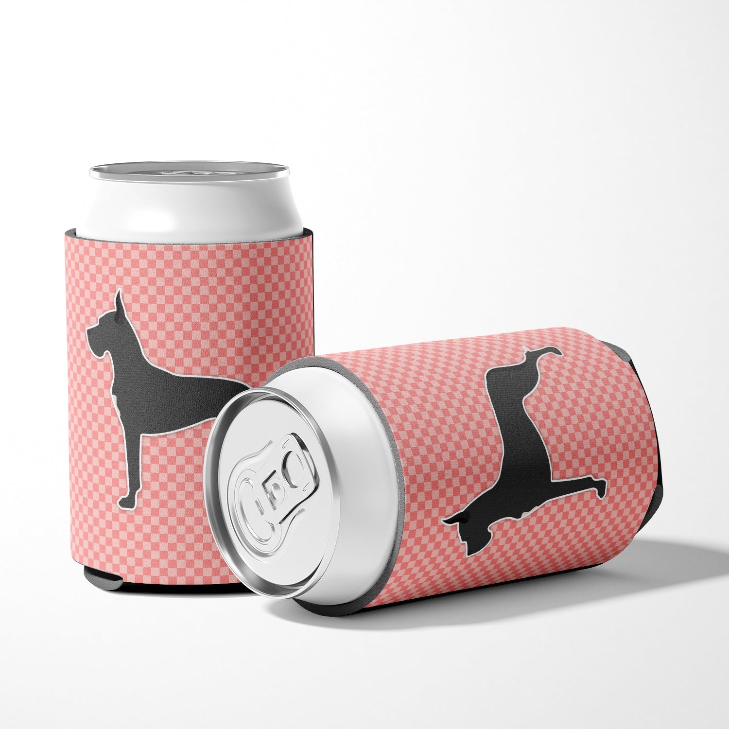 Great Dane Checkerboard Pink Can or Bottle Hugger BB3675CC  the-store.com.