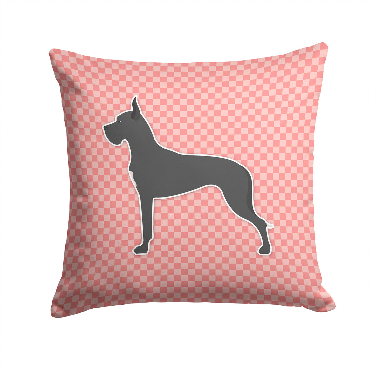 Great Dane Checkerboard Pink Fabric Decorative Pillow BB3675PW1414 - the-store.com