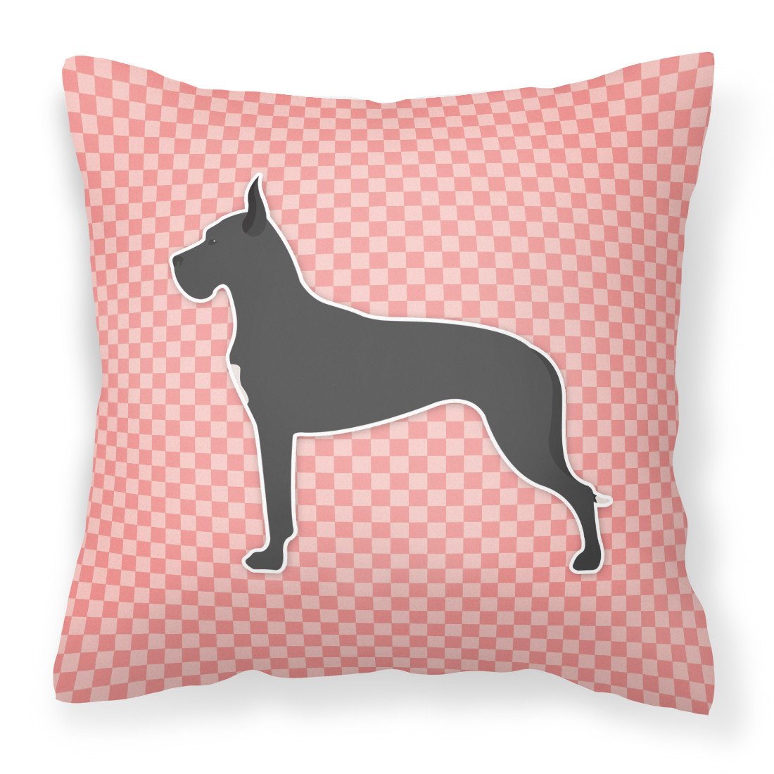 Great Dane Checkerboard Pink Fabric Decorative Pillow BB3675PW1818 by Caroline&#39;s Treasures