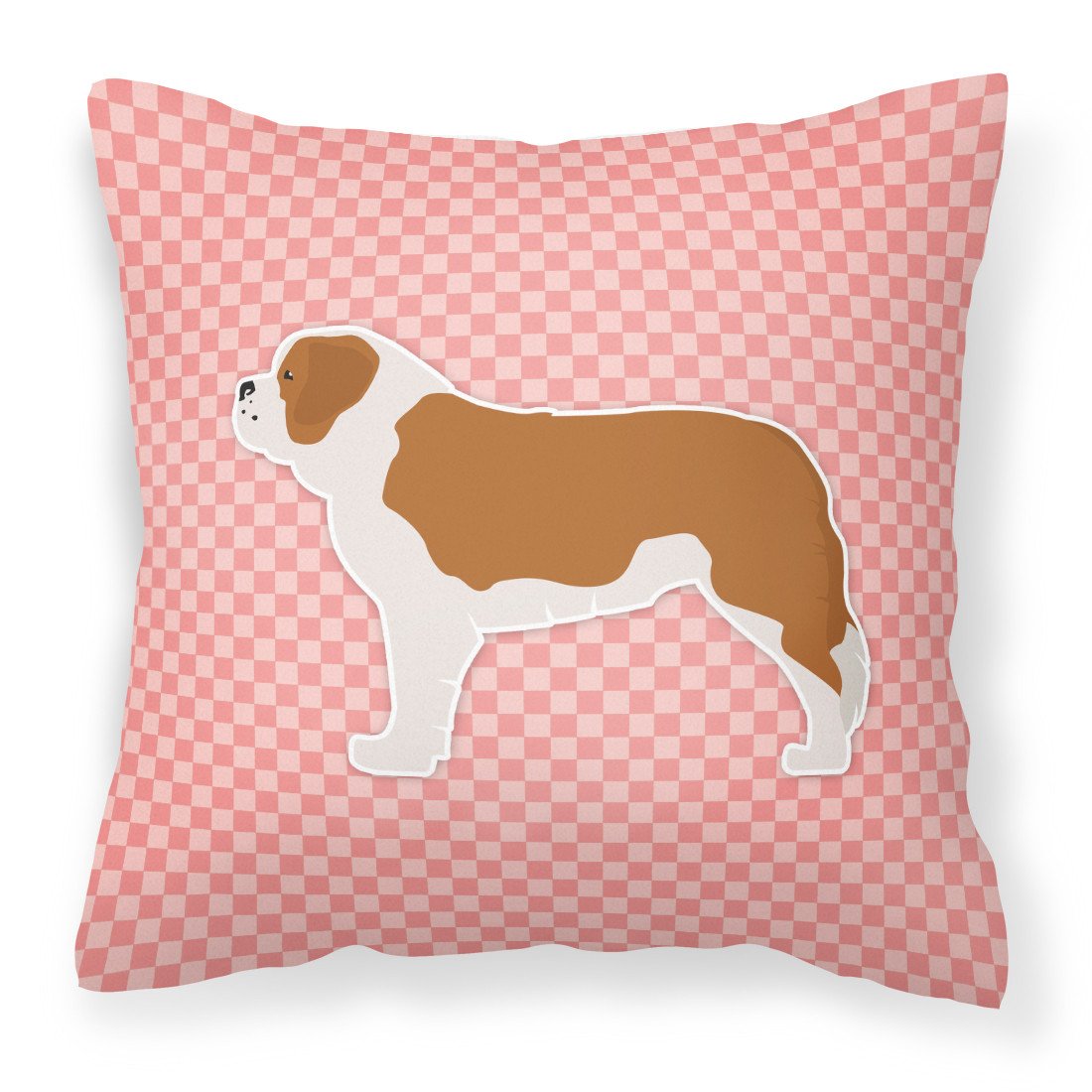 Saint Bernard Checkerboard Pink Fabric Decorative Pillow BB3676PW1818 by Caroline&#39;s Treasures