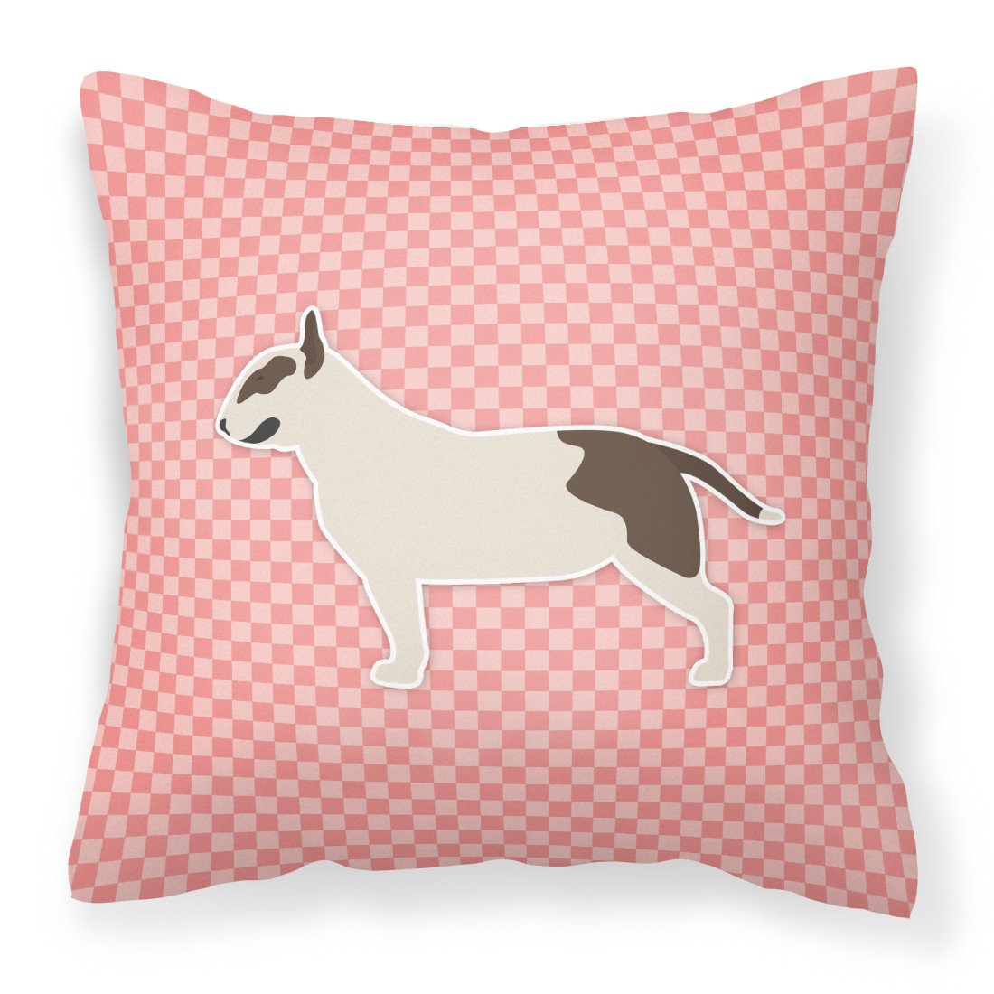 Bull Terrier Checkerboard Pink Fabric Decorative Pillow BB3678PW1818 by Caroline&#39;s Treasures