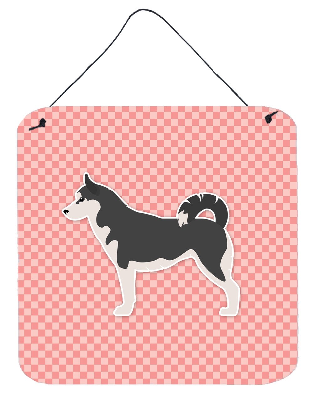 Siberian Husky Checkerboard Pink Wall or Door Hanging Prints BB3680DS66 by Caroline's Treasures