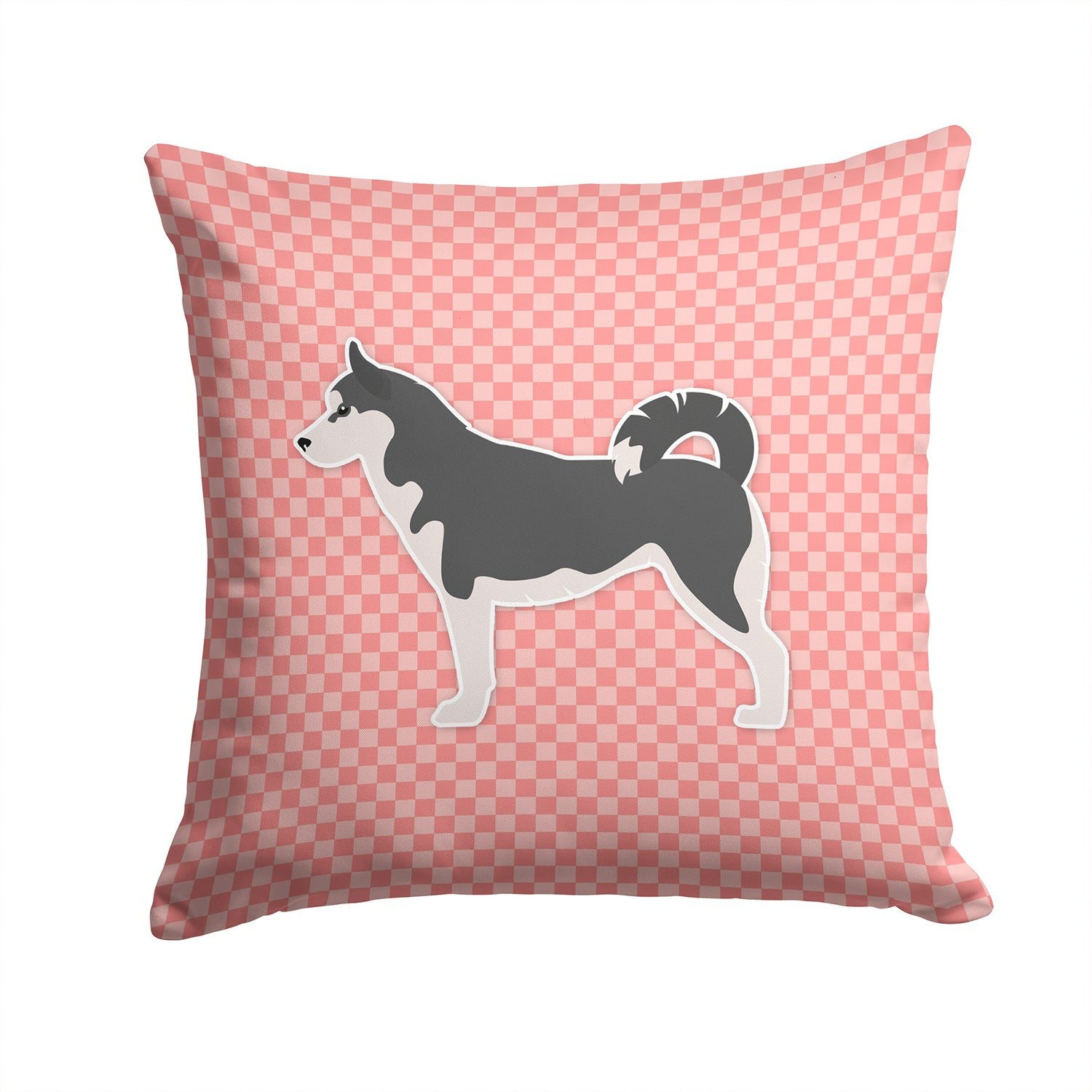 Siberian Husky Checkerboard Pink Fabric Decorative Pillow BB3680PW1414 - the-store.com