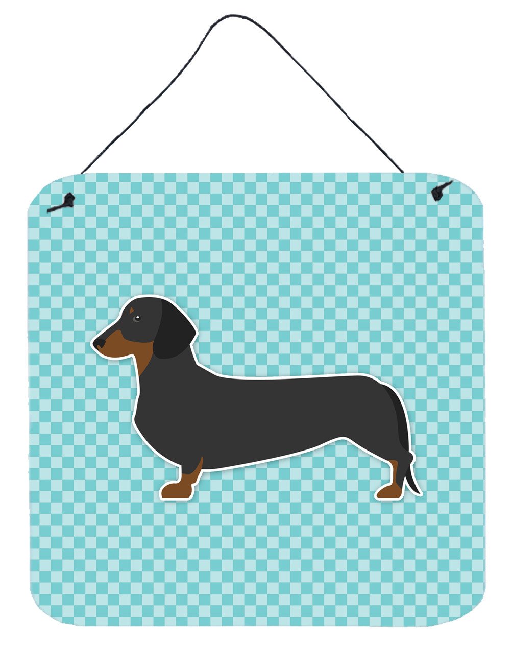 Dachshund  Checkerboard Blue Wall or Door Hanging Prints BB3682DS66 by Caroline&#39;s Treasures