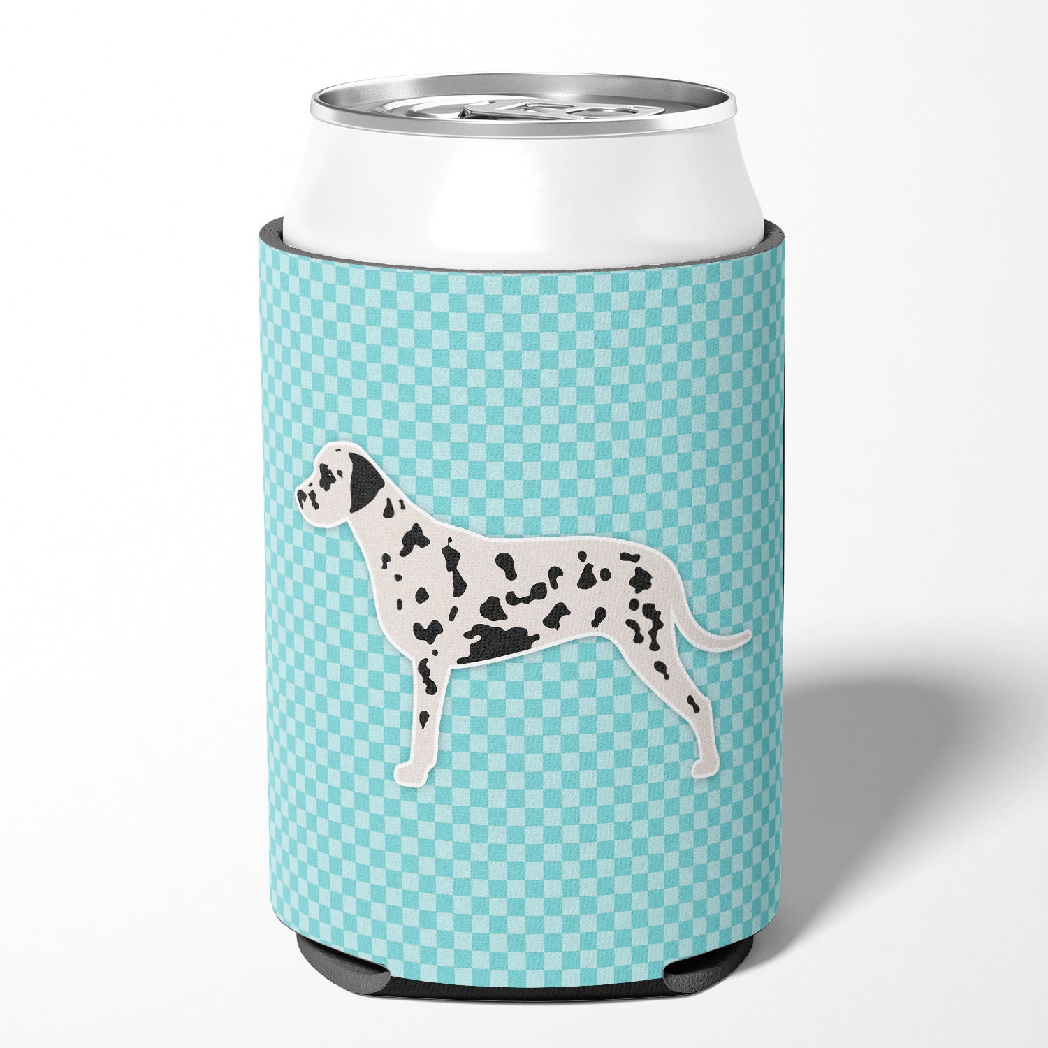 Dalmatian  Checkerboard Blue Can or Bottle Hugger BB3683CC